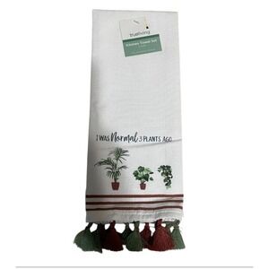 Trueliving Kitchen Towel Set 2 Count Plant Lady Home Decor Tassels